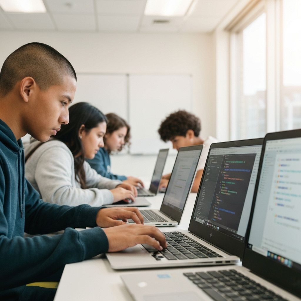 Students learning programming